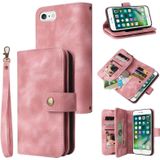 Voor iPhone 6s Plus / 6 Plus multifunctionele kaartsleuf rits portemonnee lederen telefoonhoes (ros goud)