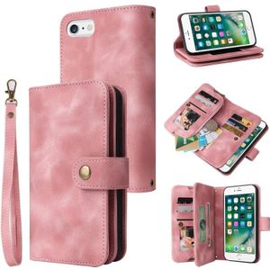 Voor iPhone 6s Plus / 6 Plus multifunctionele kaartsleuf rits portemonnee lederen telefoonhoes (ros goud)