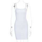 Dames sexy slim-fit jarretel jurk (kleur: wit Maat: S)