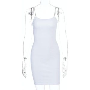 Dames sexy slim-fit jarretel jurk (kleur: wit Maat: S)