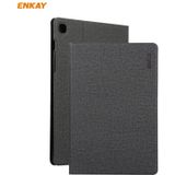 Voor Samsung Galaxy Tab S6 Lite P610 / P615 ENKAY ENK-8004 Grof doekpatroon PU Leder + TPU Smart Case met houder(Zwart)
