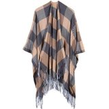 Mode klassieke Split geruite sjaal omzoomde verdikking imitatie kasjmier mantel (P30)