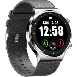 N58 IP67 1.28 inch Touch Color Screen Smart Watch (lederen zilver)
