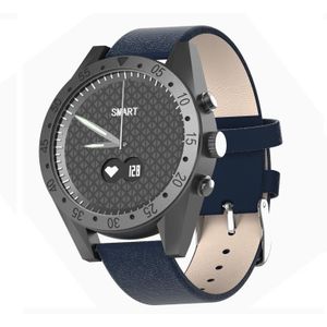 T4M 0 49 inch OLED-scherm 30m waterdicht Smart Quartz Watch  ondersteuning slaapmonitor / hartslagmeter / bloeddrukmeter  stijl: leren band(blauw)