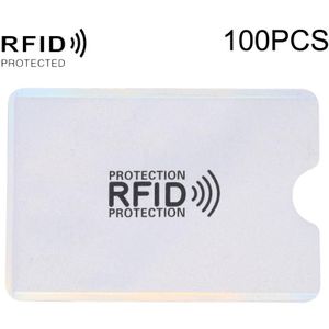 100 PCS aluminium folie anti diefstal RFID blokkerende hulskaartbeschermer  maat: 9.1*6.3cm