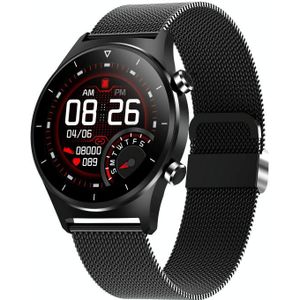 E13 1 28 inch IPS-kleurenscherm Smart Watch  IP68 Waterdicht  Stalen horlogeband  ondersteuning hartslagbewaking /bloeddrukbewaking/bloedzuurstofbewaking/slaapmonitoring(Zwart)