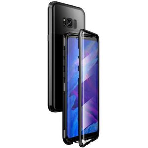 Voor Samsung Galaxy S8+ Magnetic Metal Frame Dubbelzijdige Tempered Glass Case(Zwart)