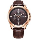 OCHSTIN 6059D Pilot-serie multifunctioneel quartz lichtgevend herenhorloge (rosgoud koffie)