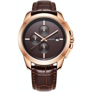 OCHSTIN 6059D Pilot-serie multifunctioneel quartz lichtgevend herenhorloge (rosgoud koffie)