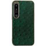 Voor Sony Xperia 1 IV Lederen Struisvogel Textuur Nano Plating Telefoon Case (Groen)