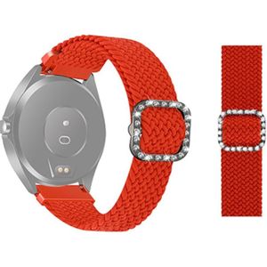 Voor Garmin Venu 2 / Samsung Gear S3 / Xiaomi Haylou RS3 22mm Universele verstelbare gevlochten elastische diamant gesp vervangende band horlogeband (oranje rood)