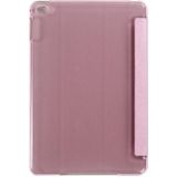 Zijde textuur horizontale Flip lederen draagtas met drie-vouwen houder voor iPad mini 4(Pink)