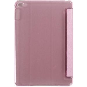 Zijde textuur horizontale Flip lederen draagtas met drie-vouwen houder voor iPad mini 4(Pink)