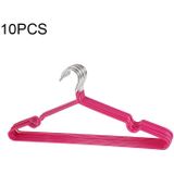 10 STKS huishoudelijke roestvrijstaal PVC coating anti-slip Traceless kleren Droogrek (Rose rood)