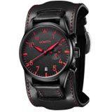 Ochstin 7228 Multifunctioneel zakelijk lederen polspols waterdicht quartz horloge (zwart + rood)