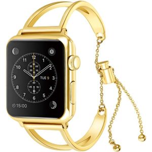 Letter V vorm armband metalen pols horloge Band met roestvrij stalen gesp voor Apple Watch serie 3 & 2 & 1 42mm (goud)