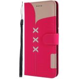 Stof stiksels borduurwerk horizontale Flip lederen draagtas met houder & kaartsleuven & portemonnee voor Sony Xperia Z3 (Rose rood)