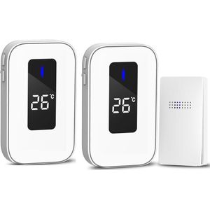 C303B En tot twee draadloze deurbel voor thuis  temperatuur  digitaal display  afstandsbediening  ouderenpager  UK-stekker