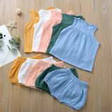 Kinderen multicolor vest + grote PP shorts tweedelig pak (kleur: geel grootte: 90)