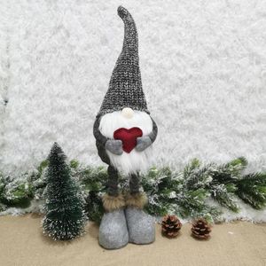 Kerstversiering Stretch Gebreide faceless pop staande figuur Santa Claus Doll Ornaments (Grijs)
