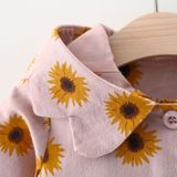 Lente en herfst meisje zonnebloem Print patroon lange mouw Hooded Jacket  hoogte: 80cm (geel)
