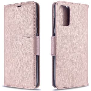Voor Galaxy S20 Ultra Litchi Texture Pure Color Horizontal Flip PU Leather Case met Holder & Card Slots & Wallet & Lanyard(Rose Gold)