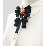 Women Court Style Hartvormige Diamond Peal Bow Tie Broche Kleding Accessoires  Style: Tie Belts Versie(Blauw)