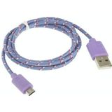Geweven nylon stijl micro 5 pin USB data transfer / laad kabel voor samsung galaxy s iv / i9500 / s iii / i9300 / note ii / n7100 / nokia / htc / blackberry / sony, Kabel lengte: 1 meter (paars)