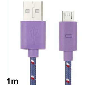 Geweven nylon stijl micro 5 pin USB data transfer / laad kabel voor samsung galaxy s iv / i9500 / s iii / i9300 / note ii / n7100 / nokia / htc / blackberry / sony, Kabel lengte: 1 meter (paars)