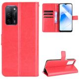 Voor OPPO A55 5G / A53s 5G Crazy Horse Texture horizontale flip lederen case met houder & kaart slots &lanyard (rood)