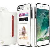 Retro PU lederen case multi kaarthouders telefoon gevallen voor iPhone 6 6s 7 8 plus 5S SE  iPhone X XS Max XR  Samsung S7 S8 S9 S10 voor iPhone XR (wit)