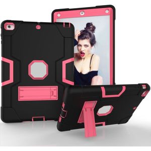 Voor iPad 4 / 3 / 2 siliconen + pc-beschermhoes met standaard (zwart + roze)