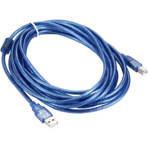 Standaard USB 2.0 A mannetje naar B mannetje kabel  met 2 kernen  Lengte: 5 meter