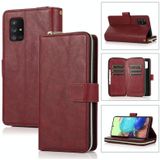 Voor Samsung Galaxy A71 Zipper Wallet Bag Horizontale Flip PU Lederen koffer met Houder & 9 Card Slots & Wallet & Lanyard & Photo Frame (Red Wine)