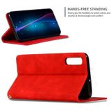 Retro huid voelen Business magnetische horizontale Flip lederen case voor Samsung Galaxy A70 (rood)