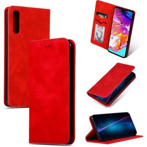 Retro huid voelen Business magnetische horizontale Flip lederen case voor Samsung Galaxy A70 (rood)