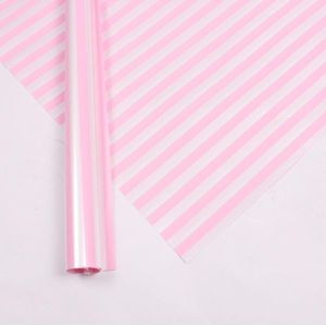 Twee-color strepen bloem inpakpapier waterdicht cadeau inpakpapier (roze)