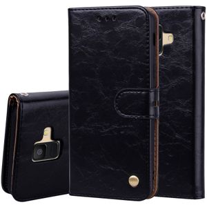 Zakelijke stijl olie Wax textuur horizontale Flip lederen Case voor Galaxy A6 (2018)  met houder & kaartsleuven & portemonnee (zwart)