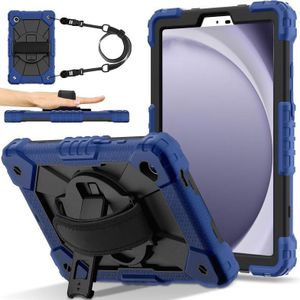 Voor Samsung Galaxy Tab A9 X115 Contrast Kleur Robot C2 Siliconen Hybride PC Tablet Case (Marinezwart)