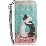 Voor Nokia G11 Plus 3D Gekleurde Horizontale Flip Lederen Telefoon Case (Zwart Witte Kat)