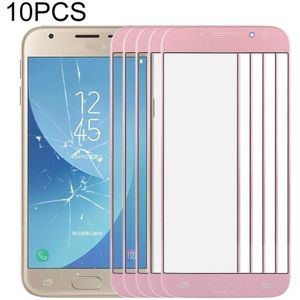 10 PCS front screen buiten glazen lens voor Samsung Galaxy J3 (2017) / J330 (rose goud)
