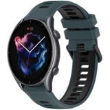 Voor Amazfit GTR 3 22MM sport tweekleurige siliconen horlogeband (olijfgroen + zwart)