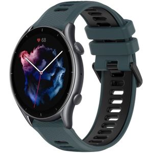 Voor Amazfit GTR 3 22MM sport tweekleurige siliconen horlogeband (olijfgroen + zwart)