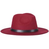 Mannen Fedoras vrouwen jazz hoed zwart wollen Blend GLB outdoor casual hoed (rood)