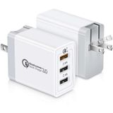 SDC-30W 2 in 1 USB naar Micro USB-datakabel + 30W QC 3.0 USB + 2 4A Dual USB 2.0-poorten mobiele telefoontablet PC Universal Quick Charger Travel Charger Set  Amerikaanse stekker