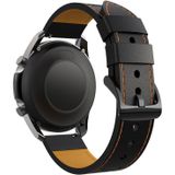 Voor Samsung Galaxy Watch 3 45mm Round Hole Line Echte lederen vervangende band horlogeband (Zwart lederen oranje line point)