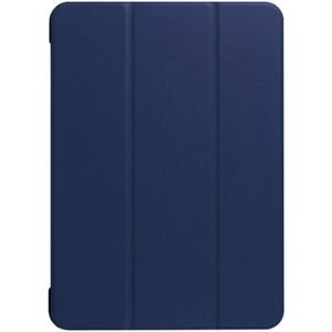 Voor iPad Pro 10.5 inch PU Litchi structuur 3-vouw Smart hoesje Clear Back Cover met houder(navy)