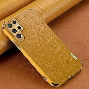 Voor Samsung Galaxy S22 Ultra 5G 6D Galvaniseren Krokodil Textuur Telefoon Case (Bruin)