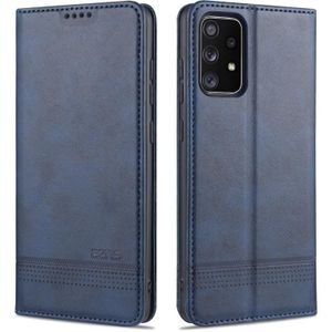 Voor Samsung Galaxy A72 5G AZNS magnetische kalf textuur horizontale flip lederen geval met kaart slots & houder & portemonnee (donkerblauw)