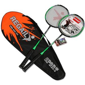 REGAIL 8019 2 PCS Carbon duurzaam badminton racket voor beginners (groen)